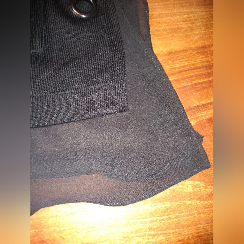 Michel Studio Collection, Black Knit Top, Size 4X, Gauze Trim on Bottom … - Picture 12 of 13
